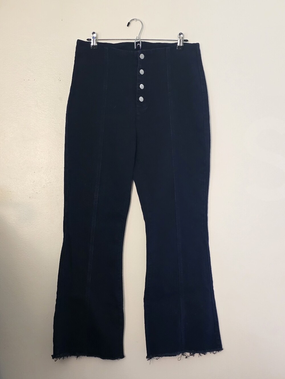 SHEIN Women's 1X High-Rise Flared Button-Front Pants